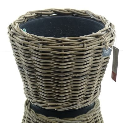 VAN DER LEEDEN DRYPOT® Rattan Pflanzkübel Grau Ø 36 cm - Sylter Körbe