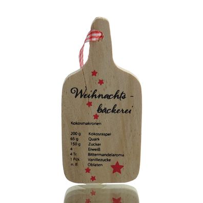 GASPER Weihnachtsanhänger mit Kokosmakronen Rezept Natur 12 cm - Holz