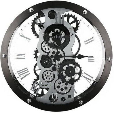 Wanduhr "Industry", schwarz/silberfarben, D.52cm, von Gilde Handwerk