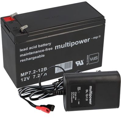 Multipower Blei-Akku MP7,2-12B Pb 12V / 7,2Ah + Ladegerät