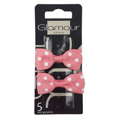 Glamour Haarspangen mit Rosa Schleife - 2er Set