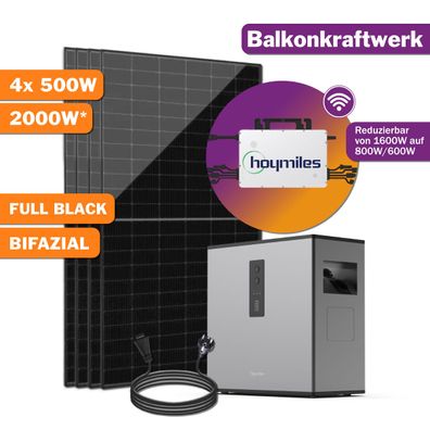 2000W Balkonkraftwerk Solaranlage Solarset mit Hoymiles Solarstromspeicher 2,2kW