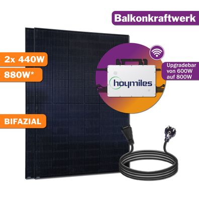 880W Balkonkraftwerk Bifazial mit Hoymiles HMS-800W-2T WIFI Wechselrichter