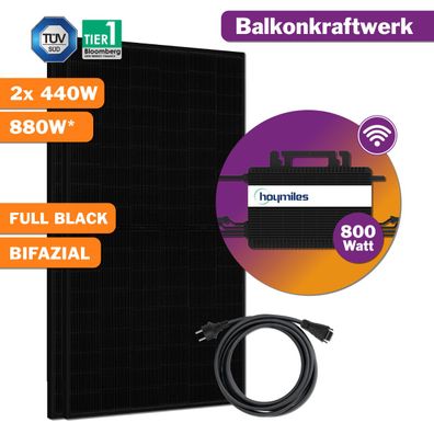 880W Balkonkraftwerk Bifazial mit 800W Hoymiles Wechselrichter WIFI Komplettset