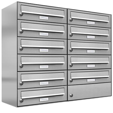 11er Premium Edelstahl Briefkasten Anlage für Außen Wand Design Postkasten 2x6