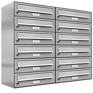 12er Premium Edelstahl Briefkasten Anlage für Außen Wand Design Postkasten 2x6