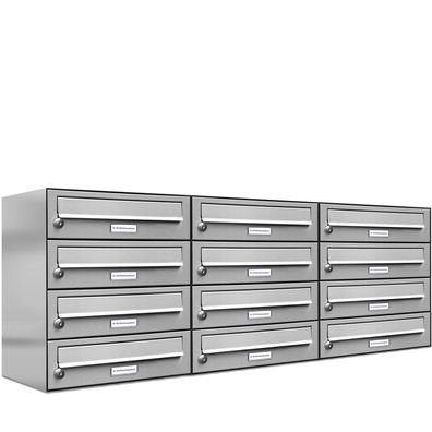 12er Premium Edelstahl Briefkasten Anlage für Außen Wand Design Postkasten 3x4 L