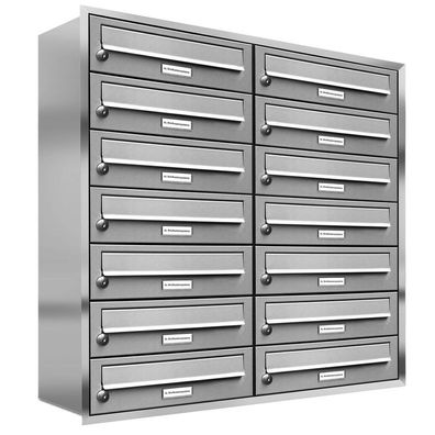 14er Premium Unterputz Edelstahl Briefkasten Anlage 14 Fach V2A Postkasten A4
