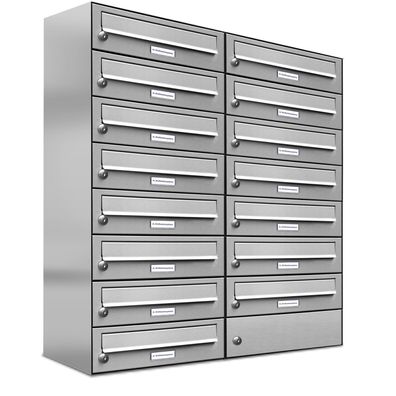 15er Premium Edelstahl Briefkasten Anlage für Außen Wand Design Postkasten 2x8
