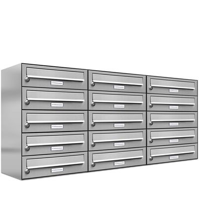 15er Premium Edelstahl Briefkasten Anlage für Außen Wand Design Postkasten 3x5