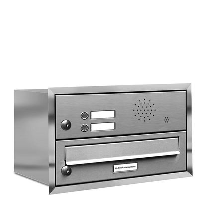 1er Premium Unterputz Briefkasten mit 2 Klingel 1 Fach V2A Postkasten Anlage A4