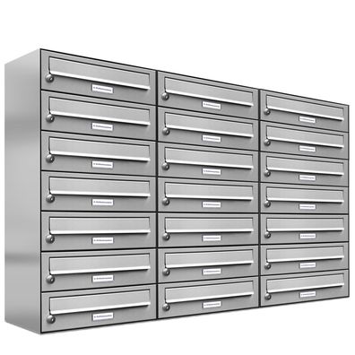 21er Premium Edelstahl Briefkasten Anlage für Außen Wand Design Postkasten 3x7