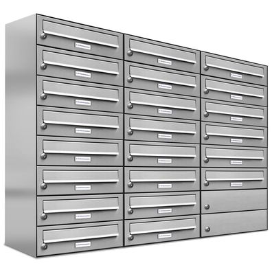 22er Premium Edelstahl Briefkasten Anlage für Außen Wand Design Postkasten 3x8