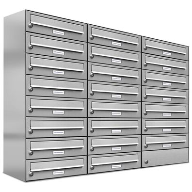 23er Premium Edelstahl Briefkasten Anlage für Außen Wand Design Postkasten 3x8