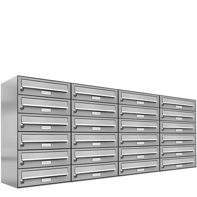 24er Premium Edelstahl Briefkasten Anlage für Außen Wand Design Postkasten 4x6