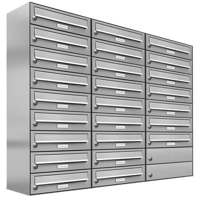25er Premium Edelstahl Briefkasten Anlage für Außen Wand Design Postkasten 3x9