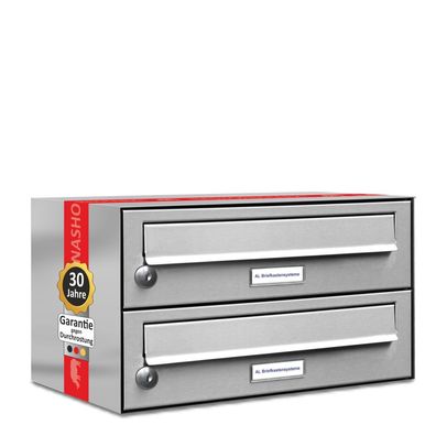 2er Premium Edelstahl Briefkasten Anlage für Außen Wand Design Postkasten 1x2 L