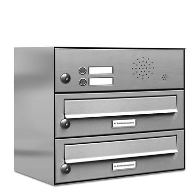 2er Premium Edelstahl Briefkasten Außen mit Klingel Wand Postkasten design 1x2