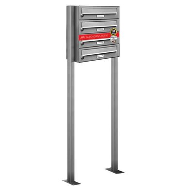 4er Premium Standbriefkasten Edelstahl Anlage freistehend Postkasten Ständ.1x4 L