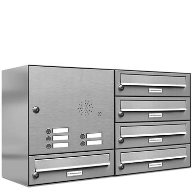 5er Premium Edelstahl Briefkasten Außen mit Klingel Wand Postkasten design 2x3 L
