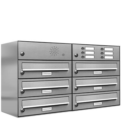 6er Premium Edelstahl Briefkasten Außen mit Klingel Wand Postkasten 2x3 L