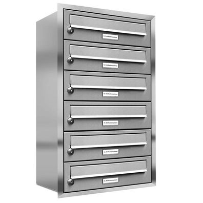 6er Premium Unterputz Edelstahl Briefkasten Anlage 6 Fach V2A Postkasten A4