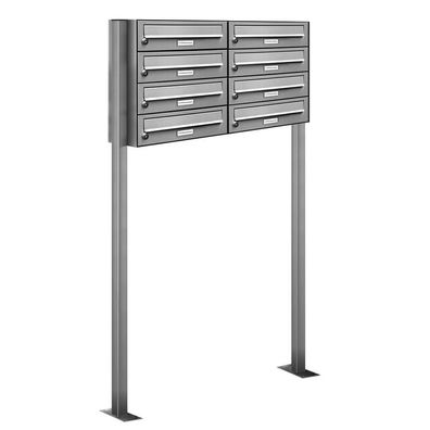 8er Premium Standbriefkasten Edelstahl Anlage freistehend Postkasten 2x4 L