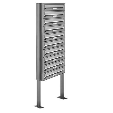 10er Premium Standbriefkasten V2A Edelstahl Anlage freistehend Postkasten design