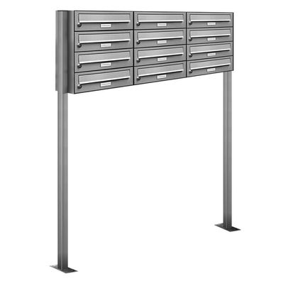 12er Premium Standbriefkasten V2A Edelstahl Anlage freistehend Postkasten 3x4