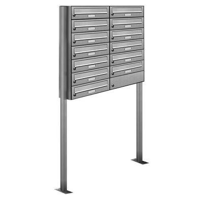 13er Premium Standbriefkasten V2A Edelstahl Anlage freistehend Postkasten design