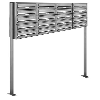 20er Premium Standbriefkasten V2A Edelstahl Anlage freistehend Postkasten 4x5