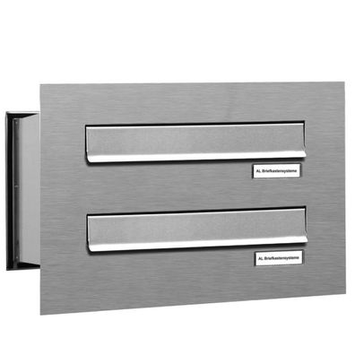 2er Premium V2A Edelstahl Mauer Durchwurf Briefkasten Anlage 2 Fach Postkasten