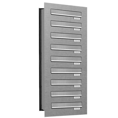 9er Premium V2A Edelstahl Mauer Durchwurf Briefkasten Anlage 9 Fach Postkasten