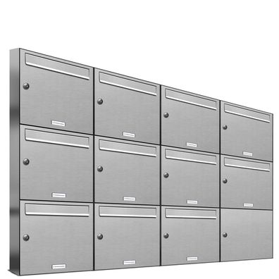 11er Premium Edelstahl Briefkasten Anlage für Außen Wand Design Postkasten 4x3