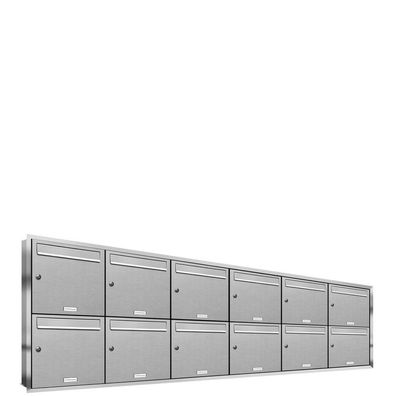 12er Premium Unterputz Edelstahl Briefkasten Anlage Postkasten Fach A4 6x2