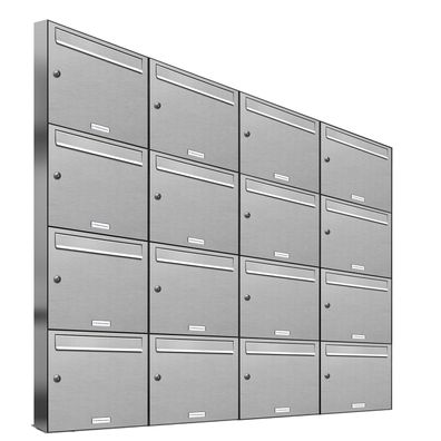 16er Premium Edelstahl Briefkasten Anlage für Außen Wand Design Postkasten 4x4 s