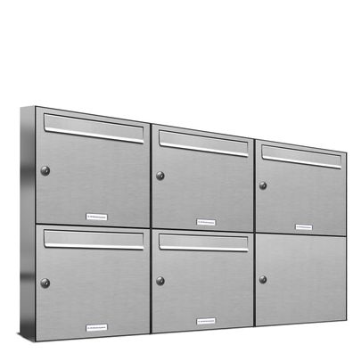 5er Premium Edelstahl Briefkasten Anlage für Außen Wand Design Postkasten 3x2