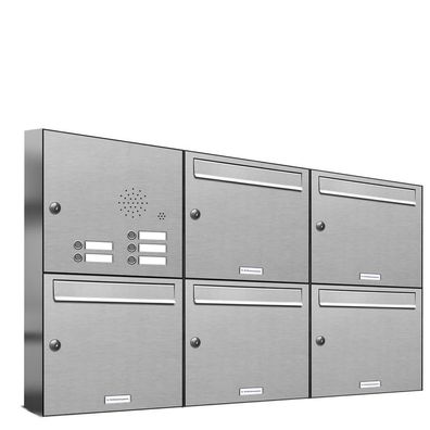 5er Premium Edelstahl Briefkasten Außen mit Klingel Wand Postkasten design 3x2