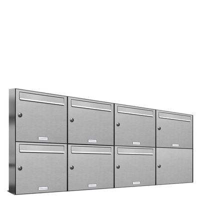 7er Premium Edelstahl Briefkasten Anlage für Außen Wand Design Postkasten 4x2