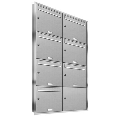 7er Premium Unterputz Edelstahl Briefkasten Anlage Postkasten Fach A4 2x4