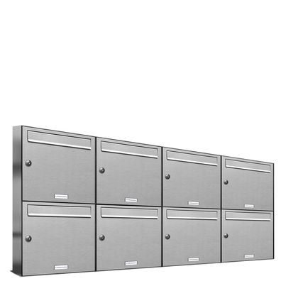 8er Premium Edelstahl Briefkasten Anlage für Außen Wand Design Postkasten 4x2
