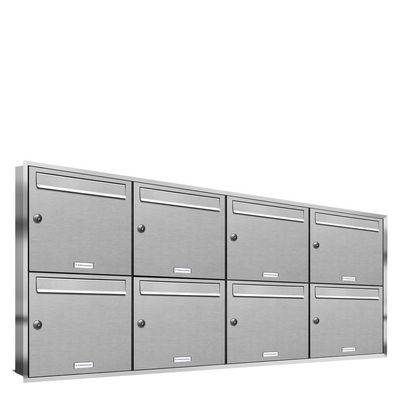 8er Premium Unterputz Edelstahl Briefkasten Anlage Postkasten Fach A4 4x2