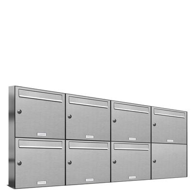 7er Premium V2A Edelstahl Briefkasten Anlage Außen Wand Design Postkasten 4x2
