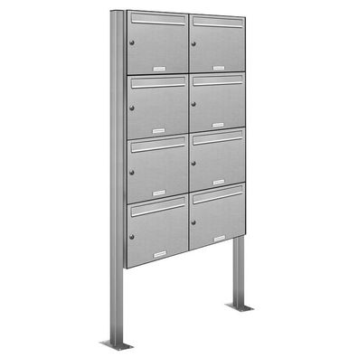 8er Premium Standbriefkasten V2A Edelstahl Anlage freistehend Postkasten 2x4 S