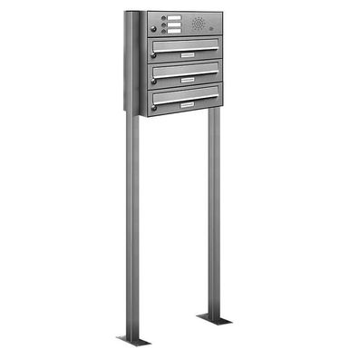 3er Premium Edelstahl Standbriefkasten Anlage Klingel Postkasten Ständer 1x3