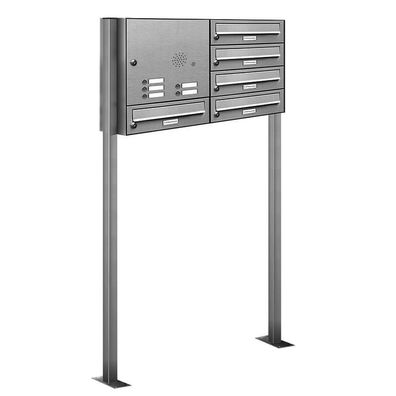 5er Premium Edelstahl Standbriefkasten Anlage Klingel Postkasten Ständer 2x3 L