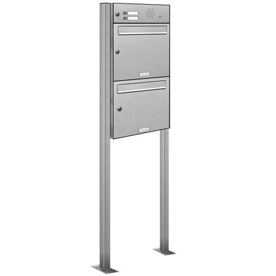 2 er Premium Edelstahl Stand Briefkasten Anlage Klingel Postkasten A4 1x2