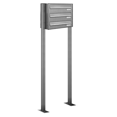 3er V2A Edelstahl Standbriefkasten Freistehend Durchwurfanlage