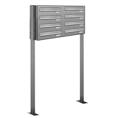 8er 2x4 V2A Edelstahl Standbriefkasten Freistehend Durchwurfanlage