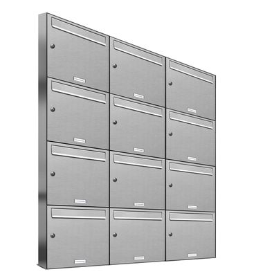 12er Premium Edelstahl Briefkasten Anlage für Außen Wand Design Postkasten 3x4 S